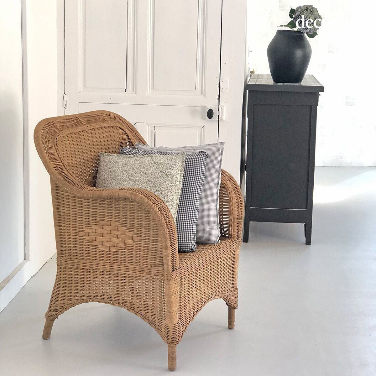 Vierkant kussen in bedrukt katoen met ruitpatroon 45x45 cm Romy