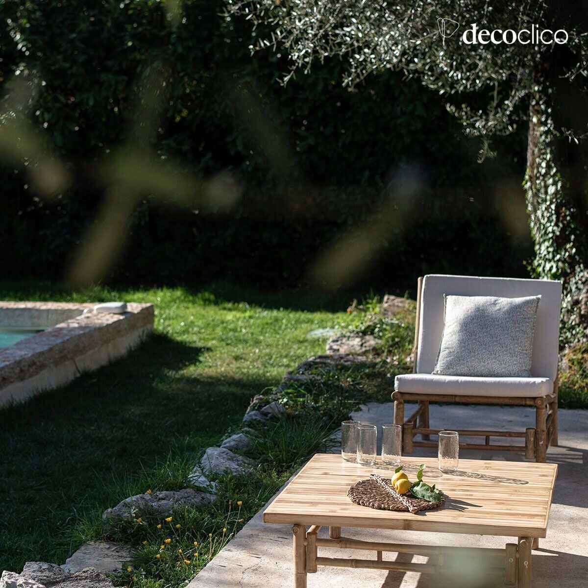 Vierkante salontafel in natuurlijk bamboe Taman