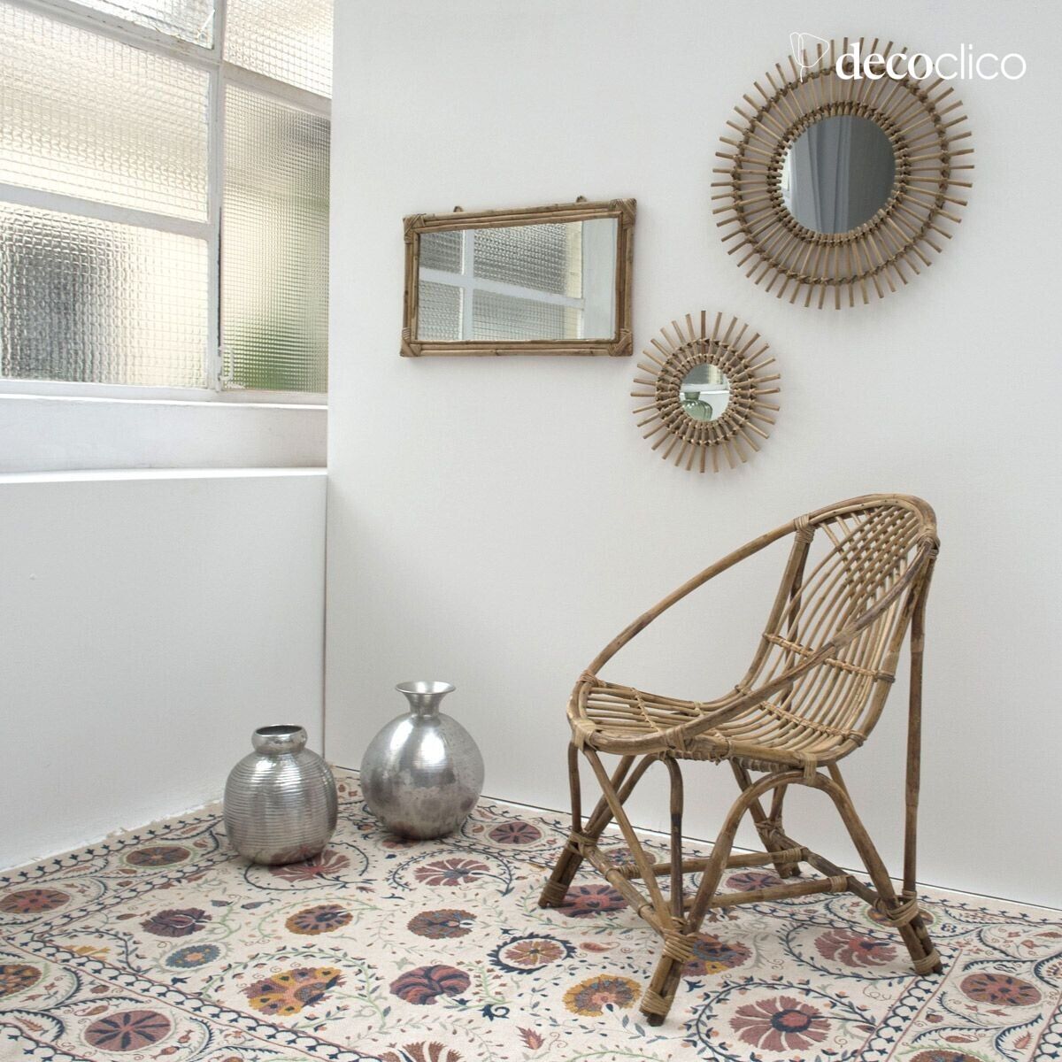 Vintage armchair in natural rattan Gigi