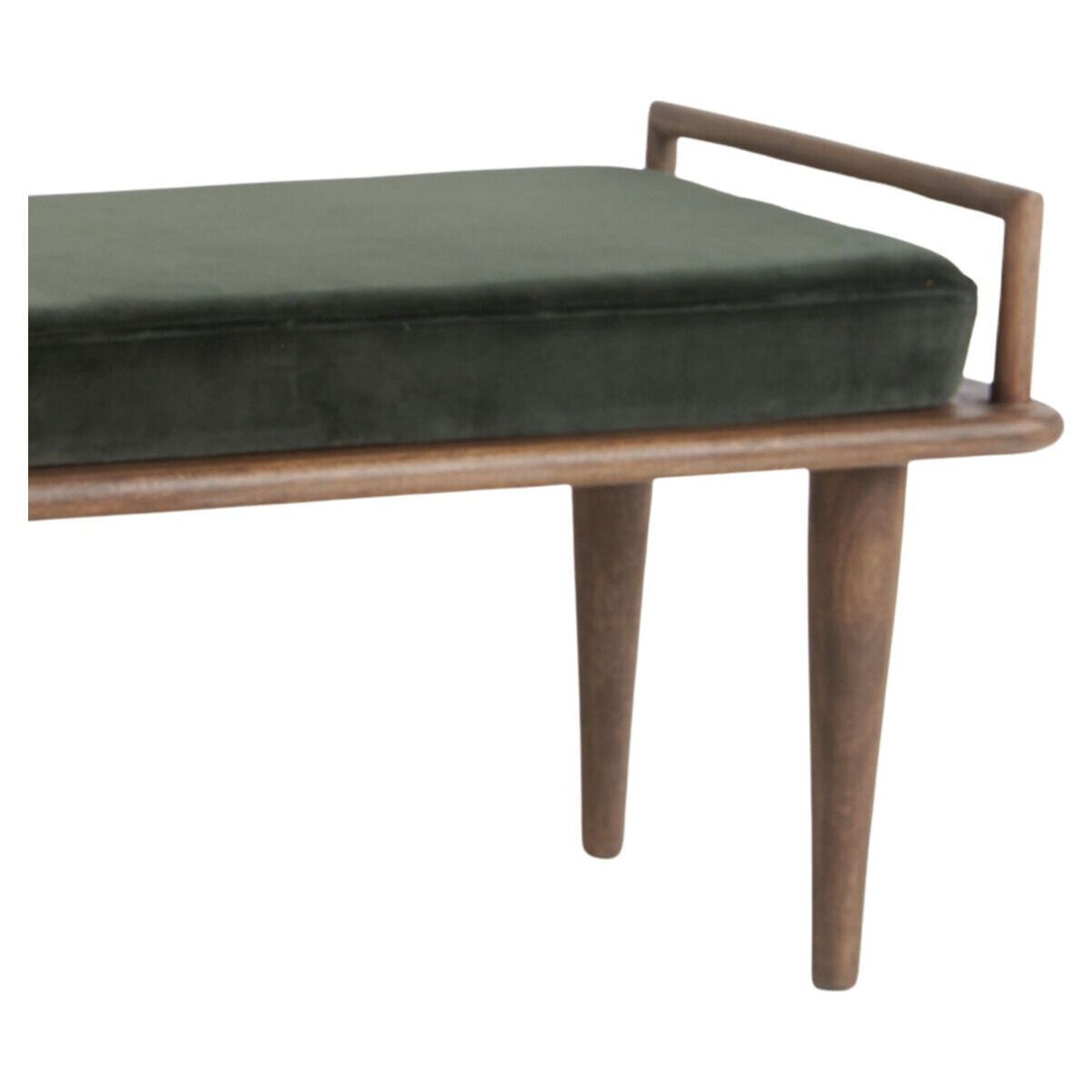 Vintage bank in groen fluweel en mangohouten frame