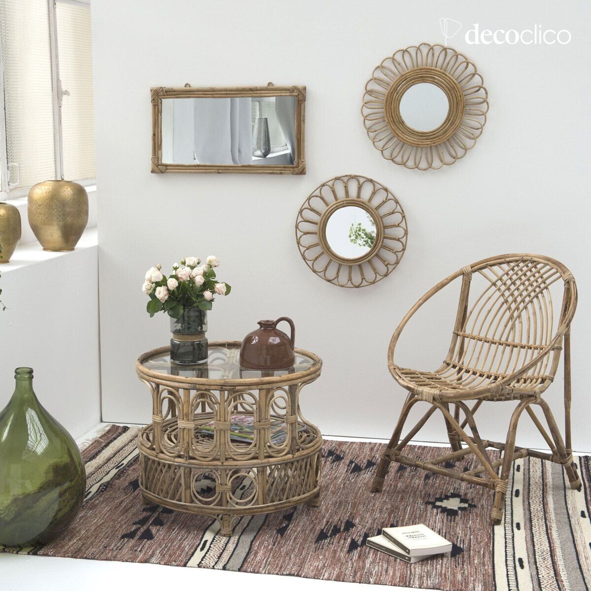 Vintage fauteuil in natuurlijk rotan Gigi