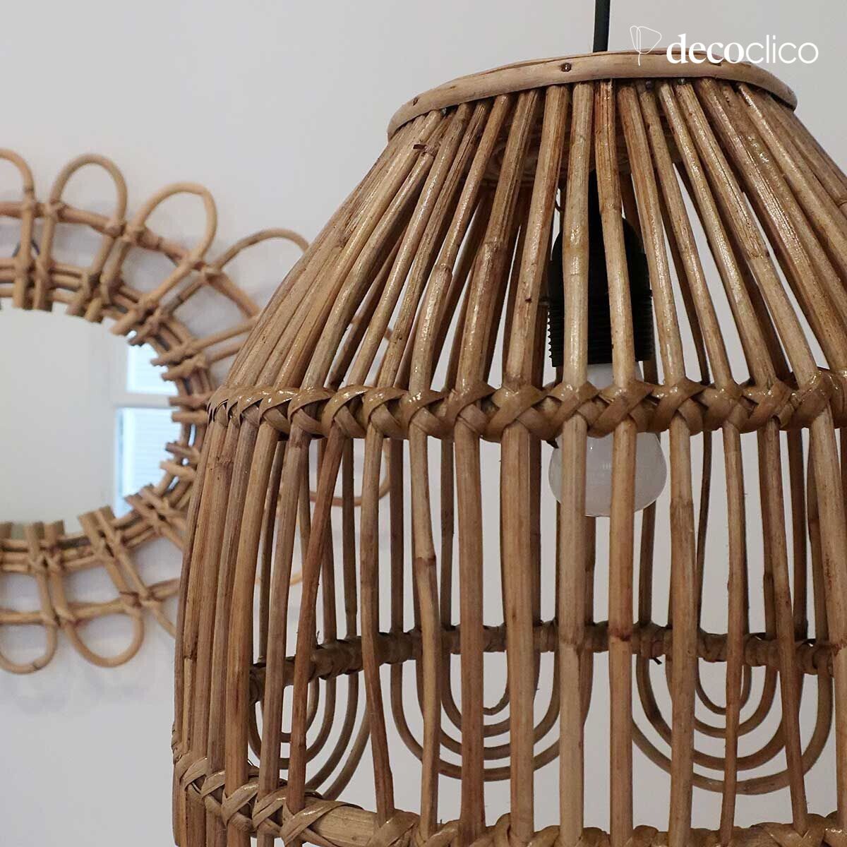 Vintage hanglamp in natuurlijk rotan (niet-elektrisch) Moka