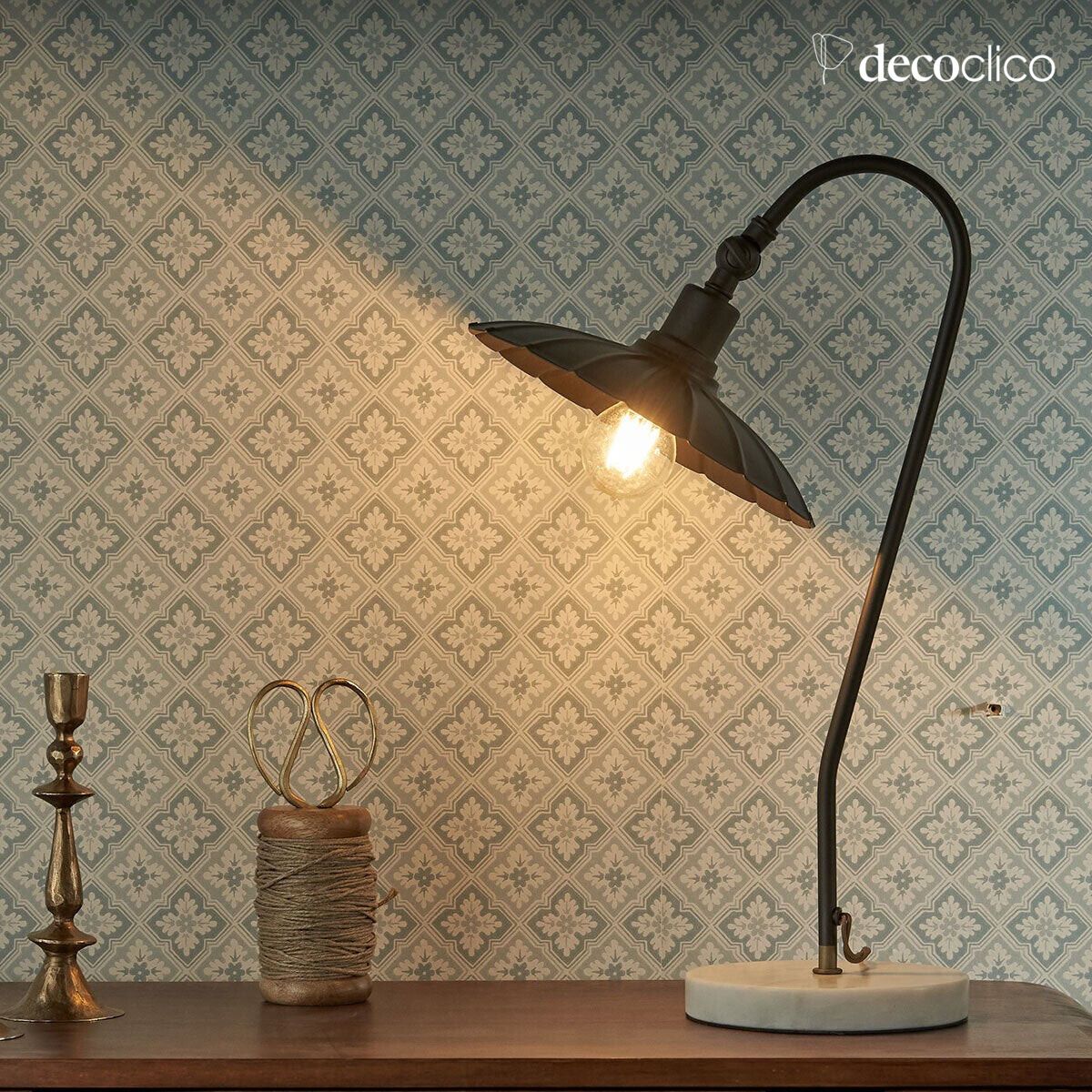 Vintage houtskoolkleurige metalen tafellamp Odette