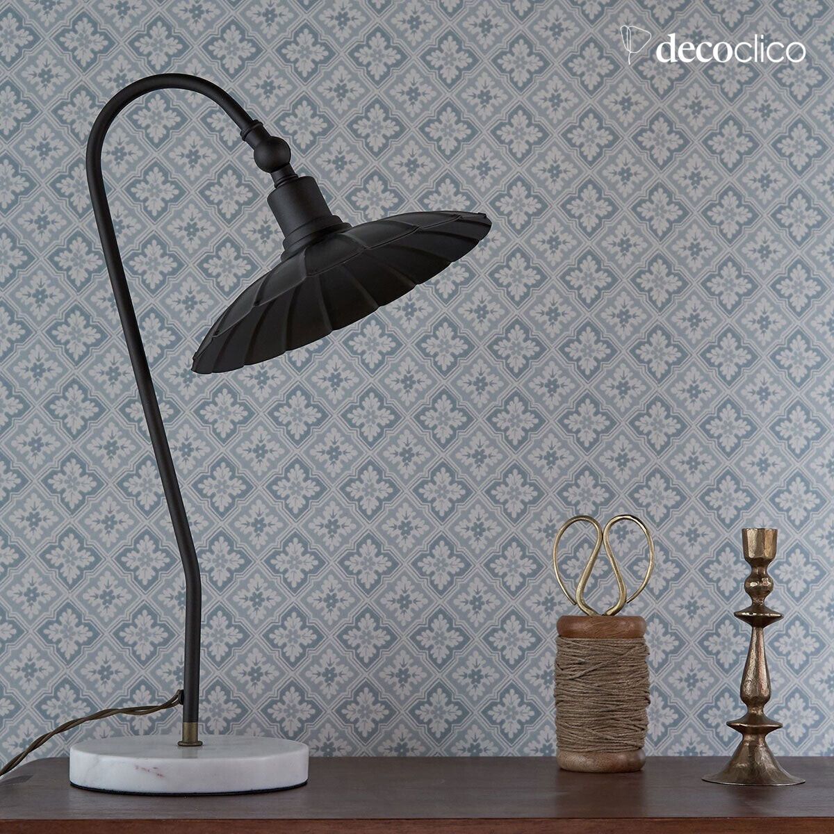 Vintage houtskoolkleurige metalen tafellamp Odette