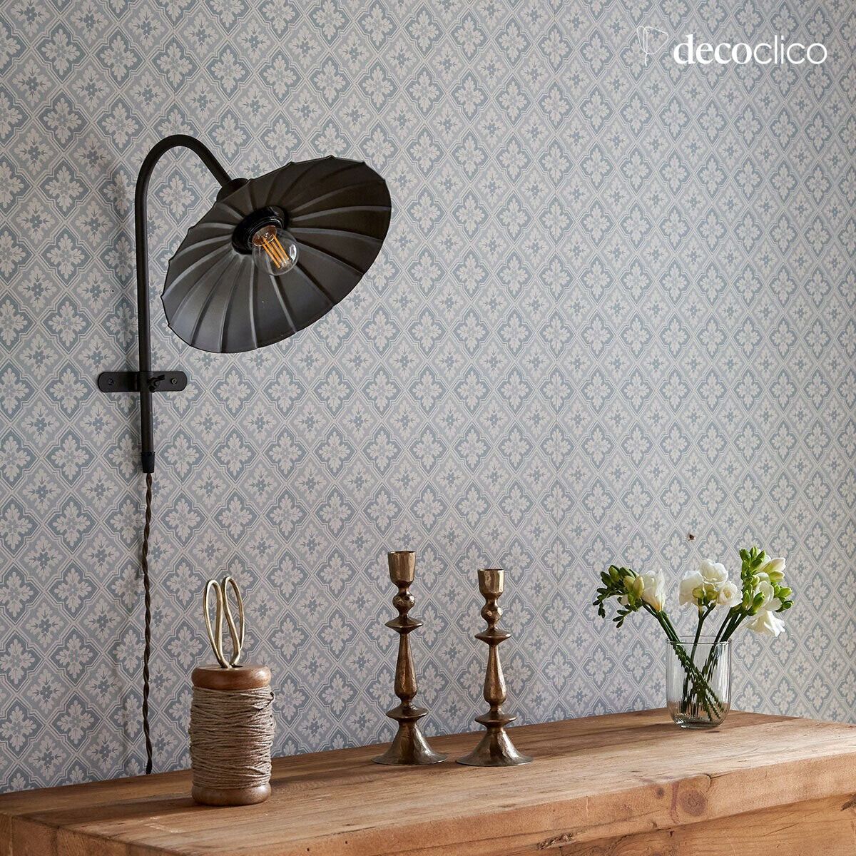 Vintage houtskoolkleurige metalen wandlamp Odette