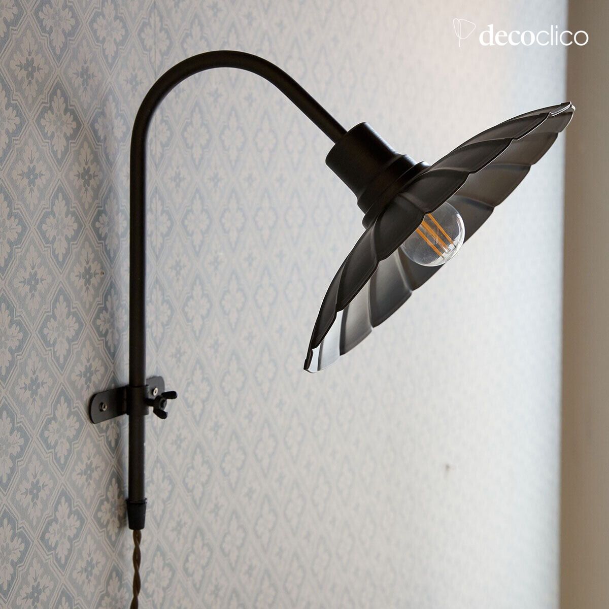 Vintage houtskoolkleurige metalen wandlamp Odette