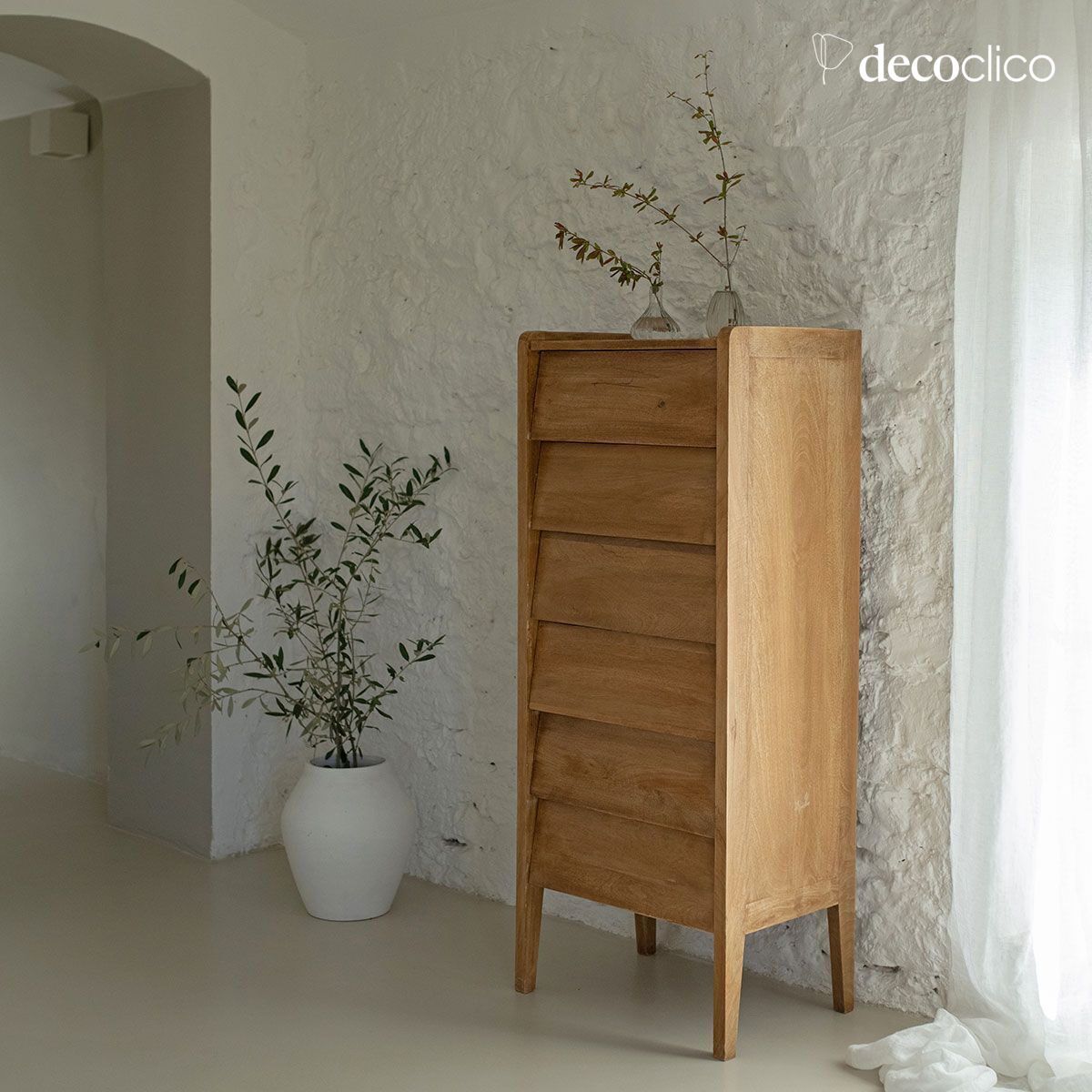 Vintage mango wood 6-drawer chest Vintage