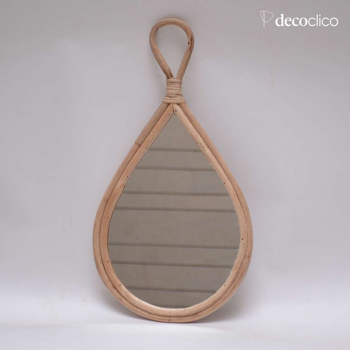 Vintage teardrop mirror in natural rattan 28 x 54 cm  Moka