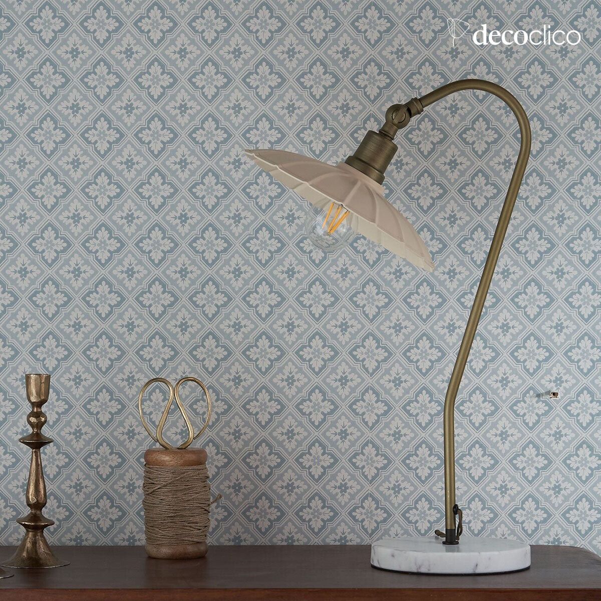 Vintage-Tischlampe aus cremefarbenem Metall Odette