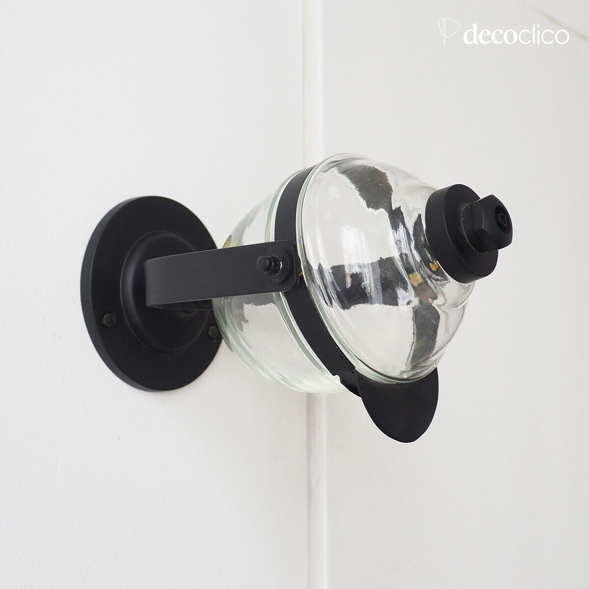 Vloeibare zeepdispenser voor wandmontage in glas en mat zwart messing Chaumont