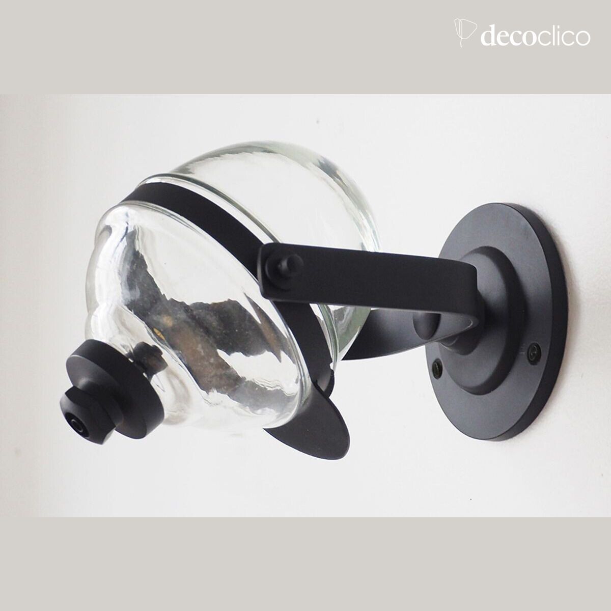 Vloeibare zeepdispenser voor wandmontage in glas en mat zwart messing Chaumont