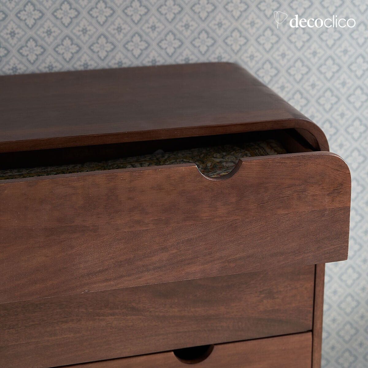 Walnut-stained mango wood chest of drawers, 3 drawers Hanko