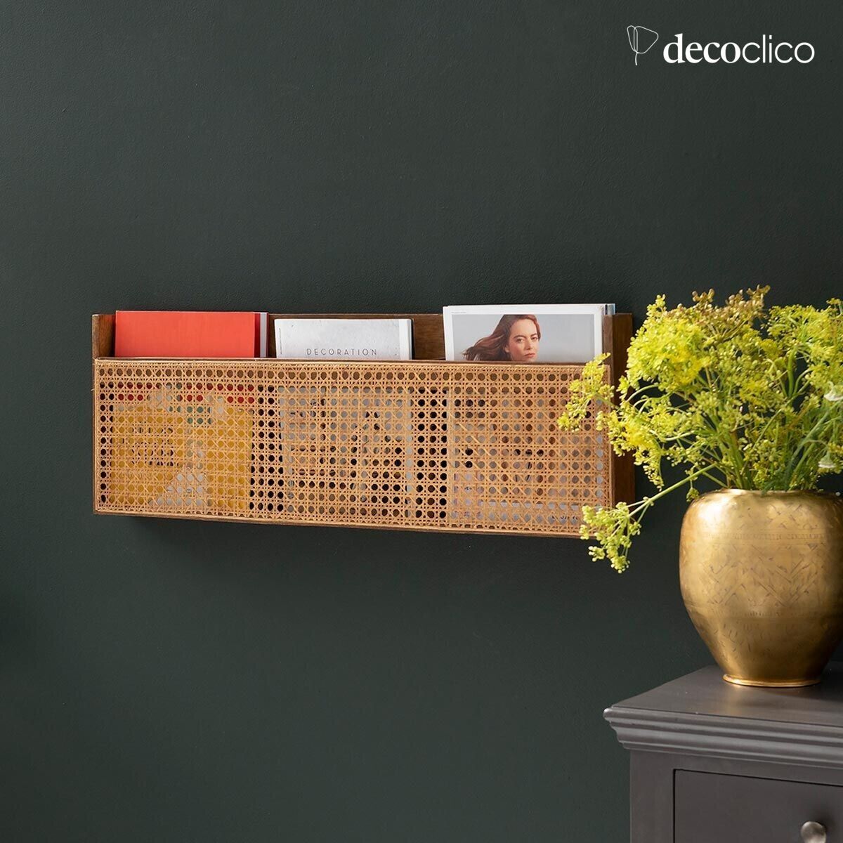 Wand-Stehsammler aus Mangoholz und Vintage-Geflecht Georges