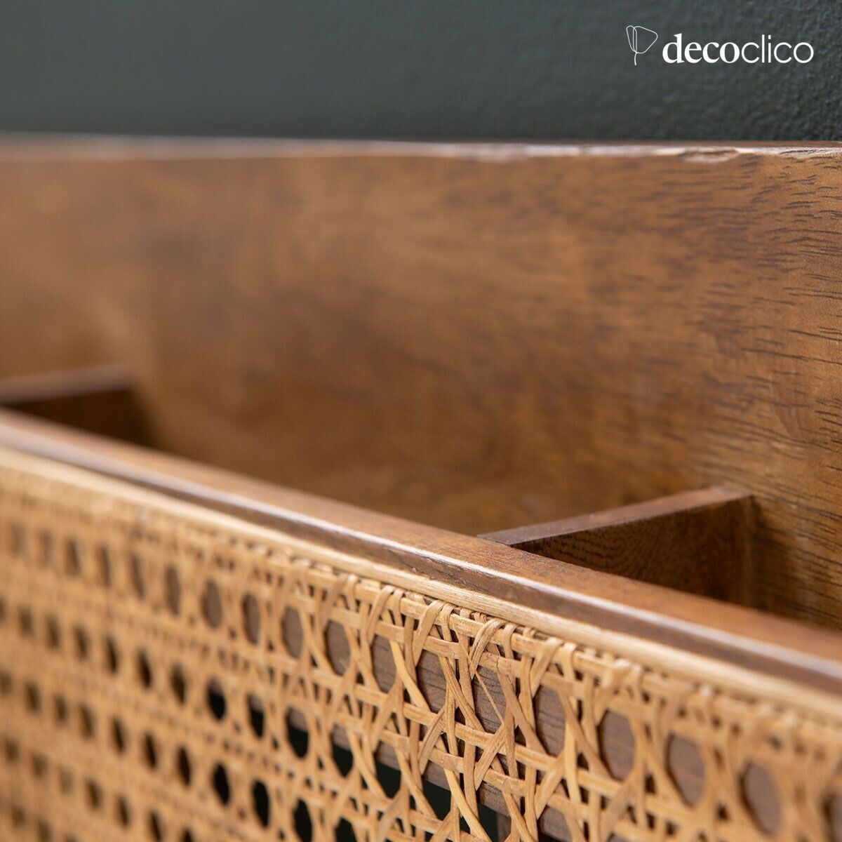 Wand-Stehsammler aus Mangoholz und Vintage-Geflecht Georges