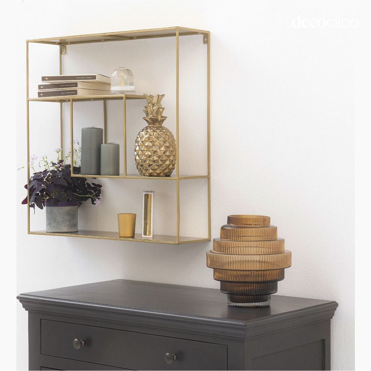 Wandregal aus Drahtmetall gold Uptown