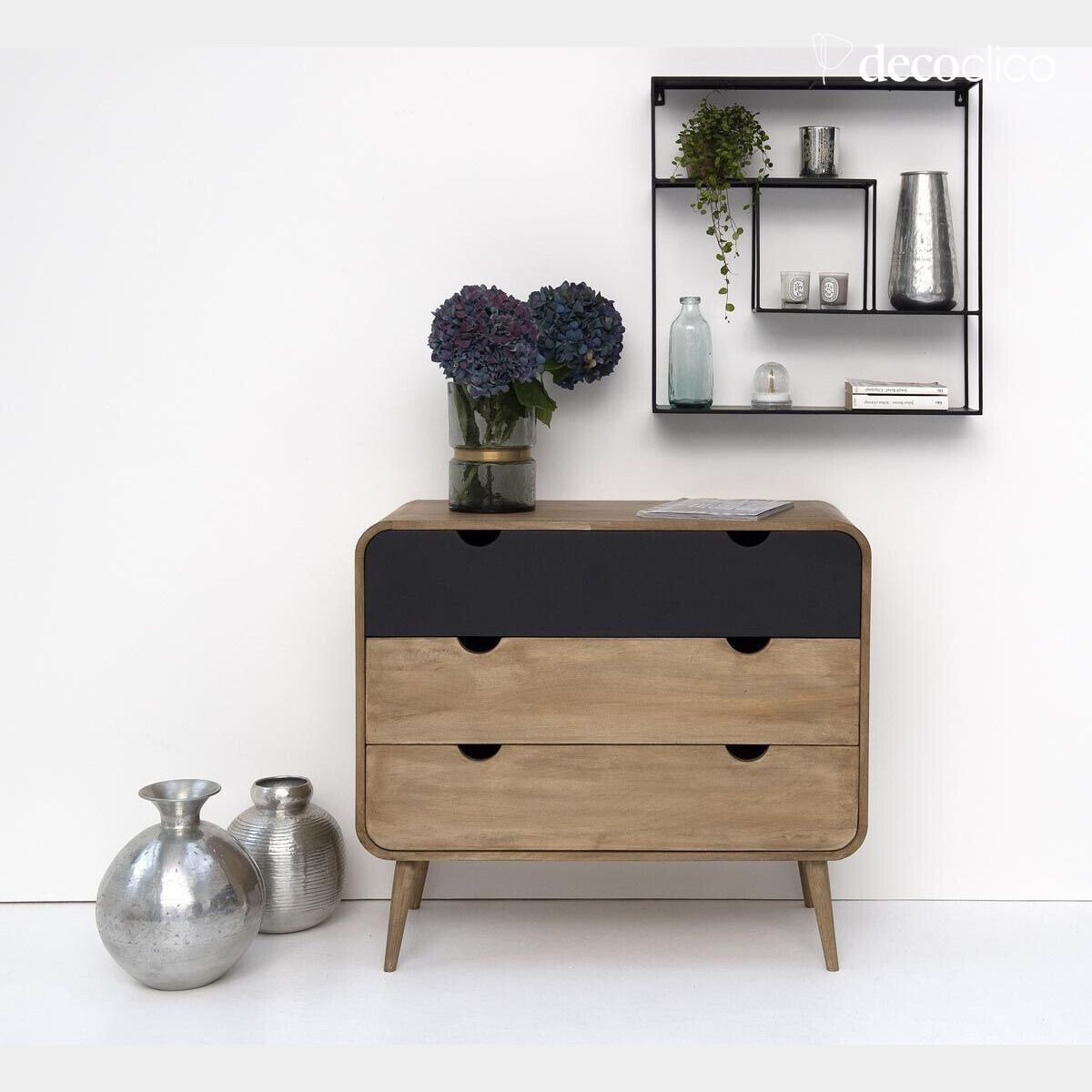 Wandregal aus Drahtmetall, mattschwarz Uptown