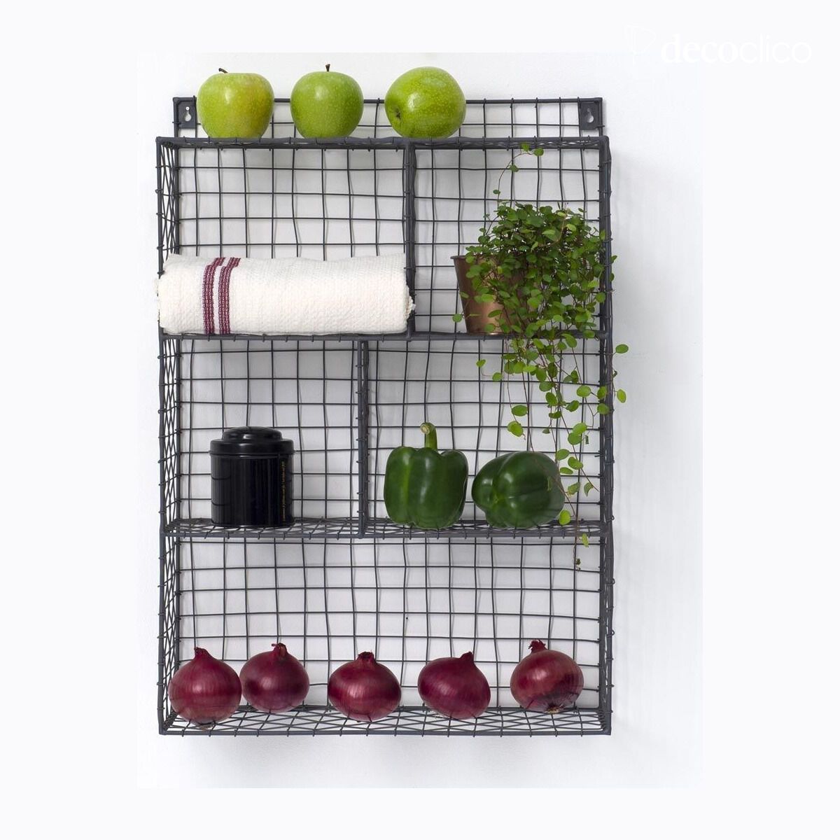 Wandregal aus Metallgitter anthrazit 5 Fächer Greed