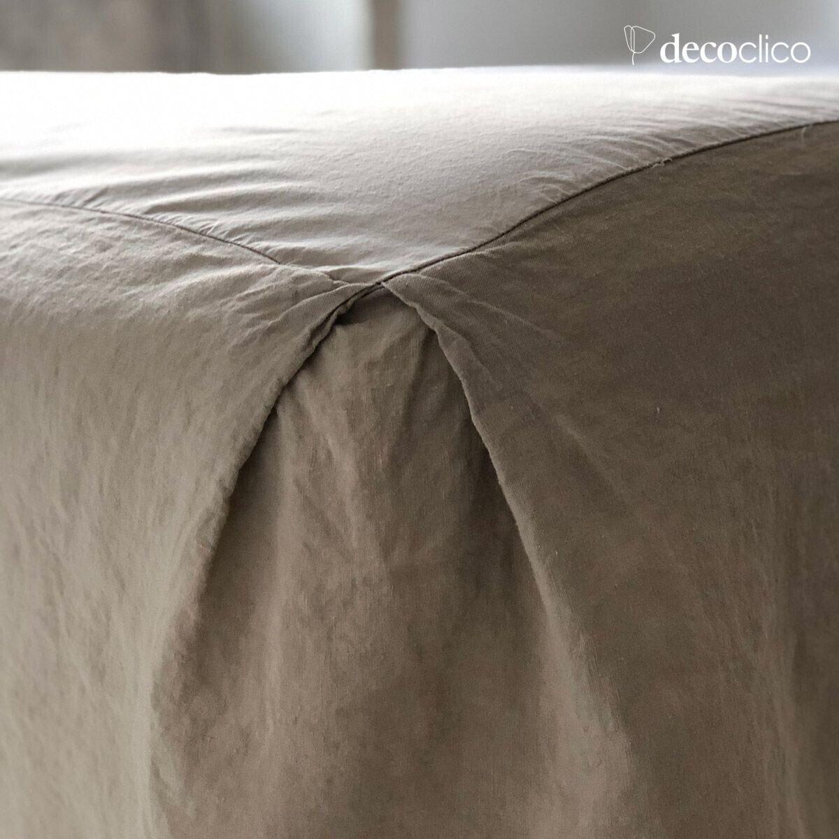 Washed sand linen bedspread cover and percale top - 140x200 Oslo Passage Vernet