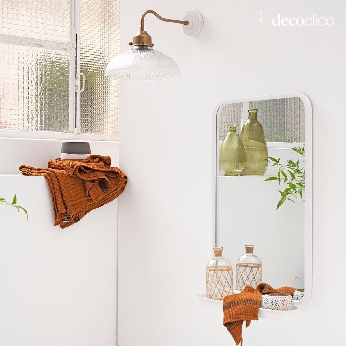 White metal mirror with shelf 50 x 77 cm Bricklane