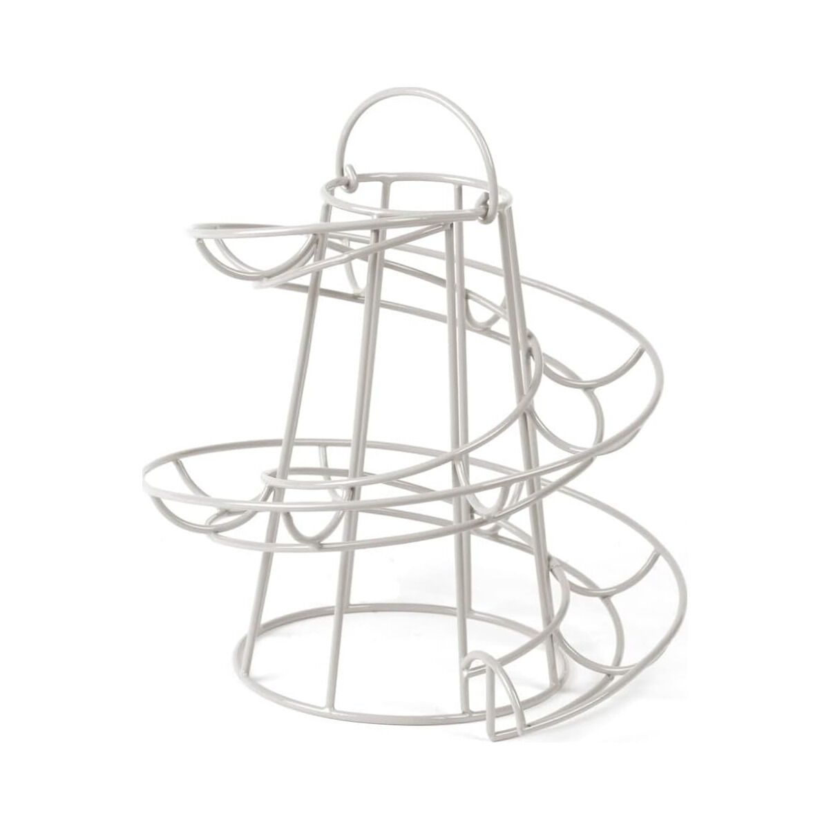 White steel egg cup with handle