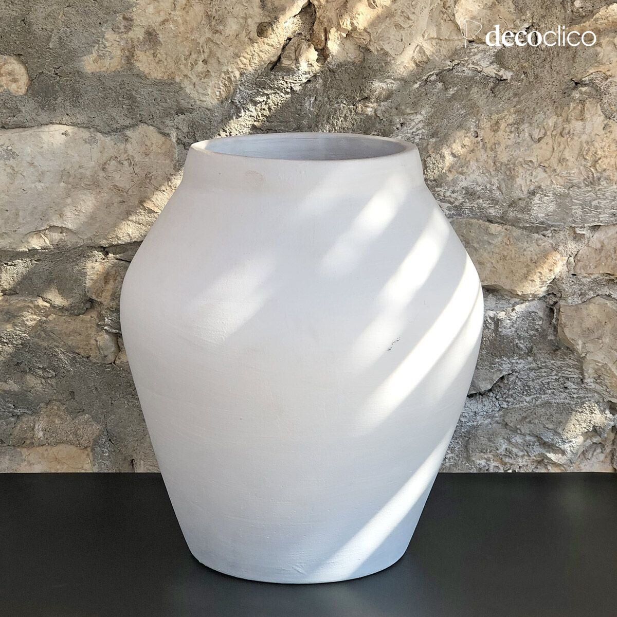 White terracotta amphora vase form Alma handmade