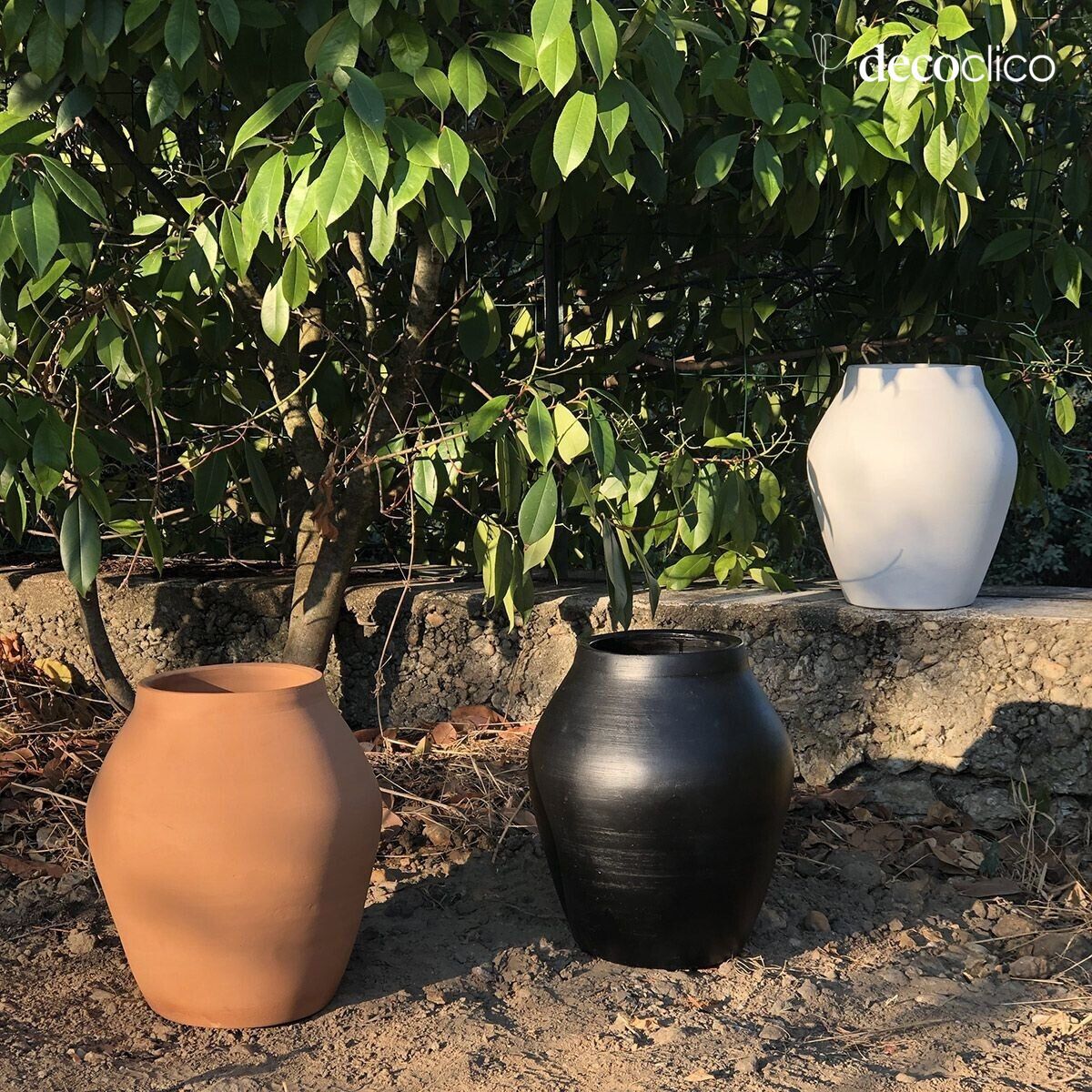 White terracotta amphora vase form Alma handmade