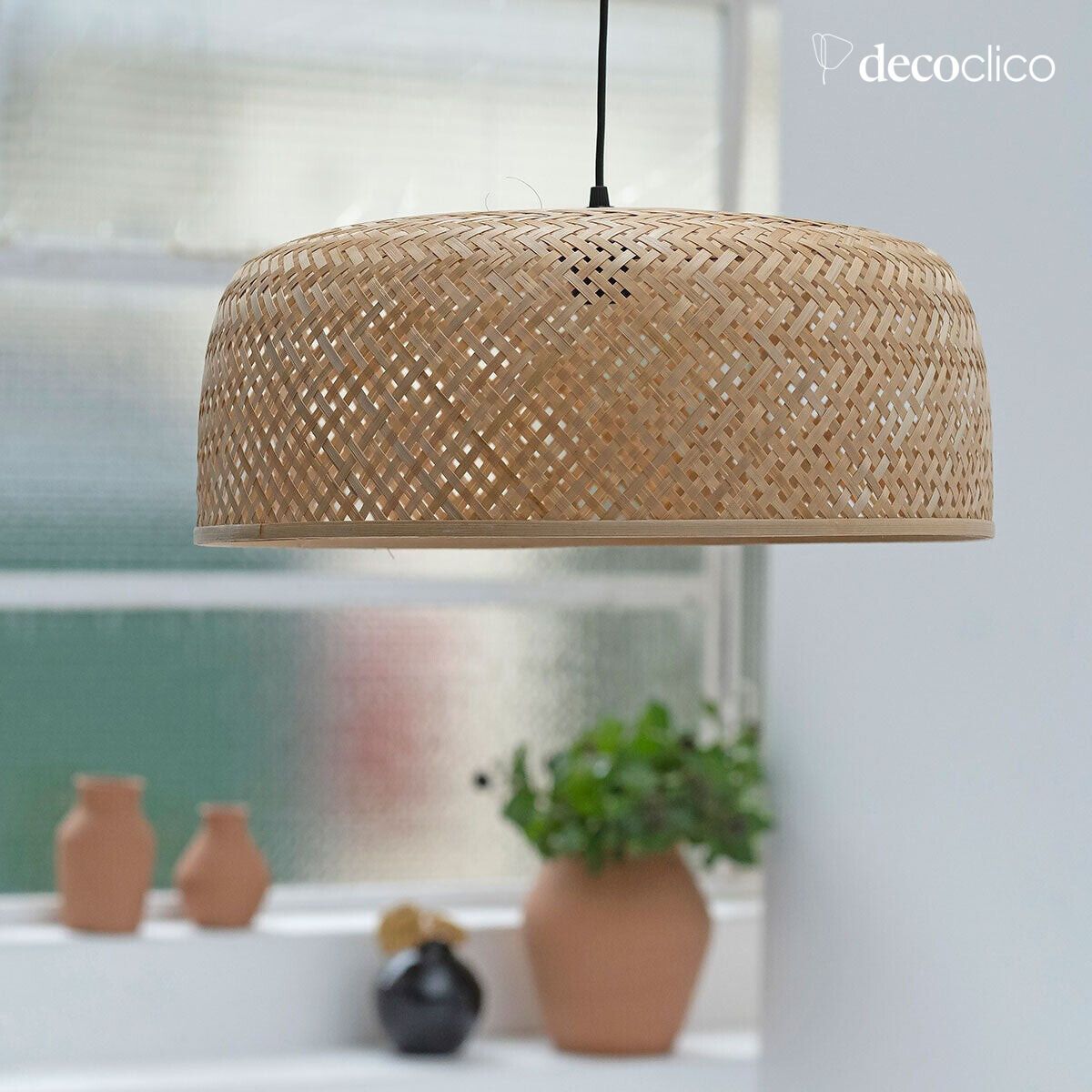 XXL-Hängeleuchte aus natürlichem Bambus (nicht elektrifiziert), handgefertigt