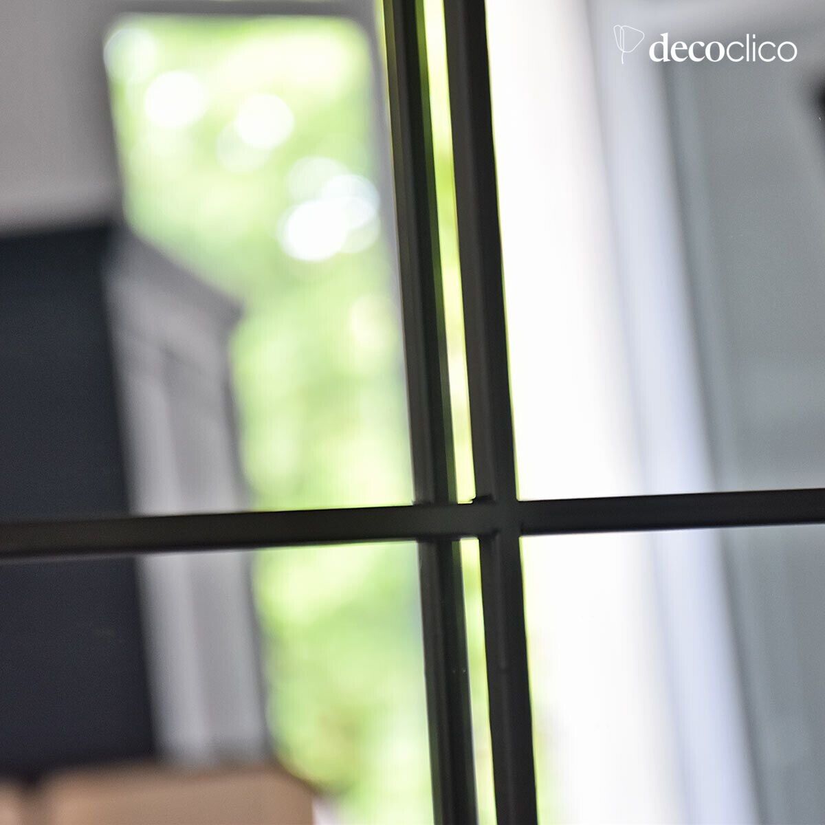 XXL zwart metalen werkplaatspiegel 105 x 150 cm Bricklane