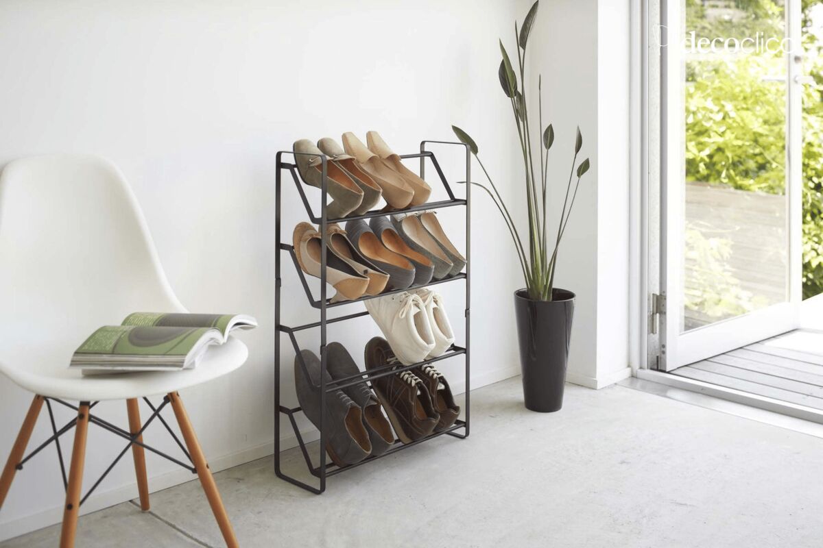 Yamazaki black steel 4-tier shoe rack
