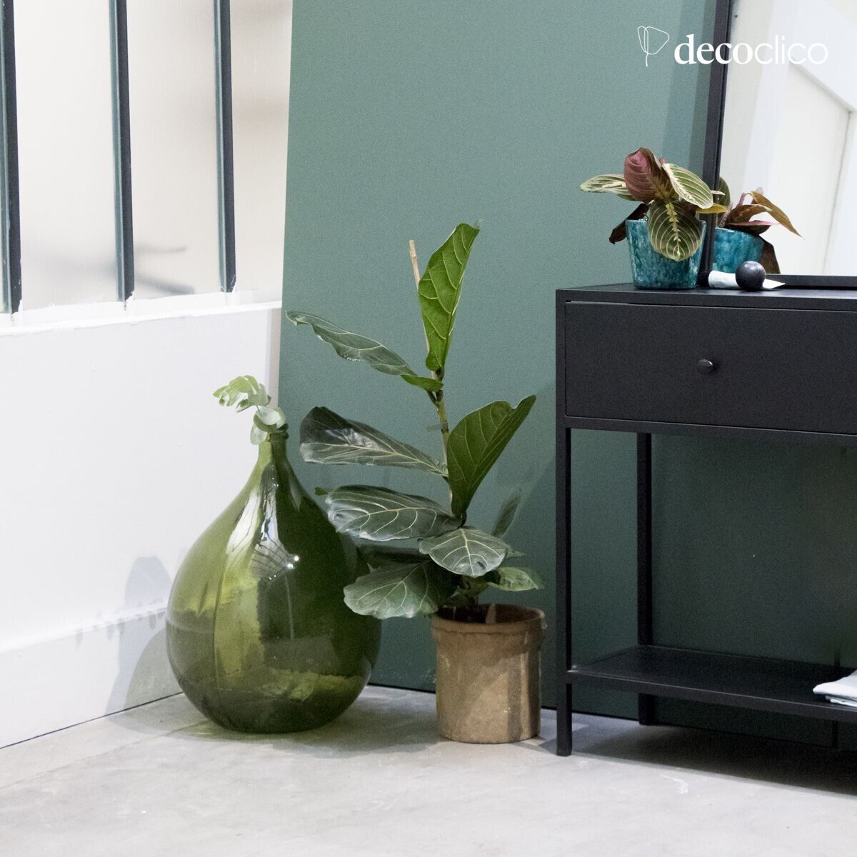 Zwart metalen console met 2 laden Nossa