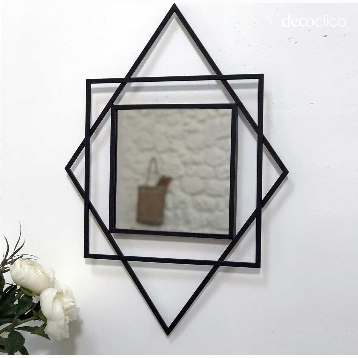 Zwarte Art Deco grafische spiegel 70 x 50 cm Tonka