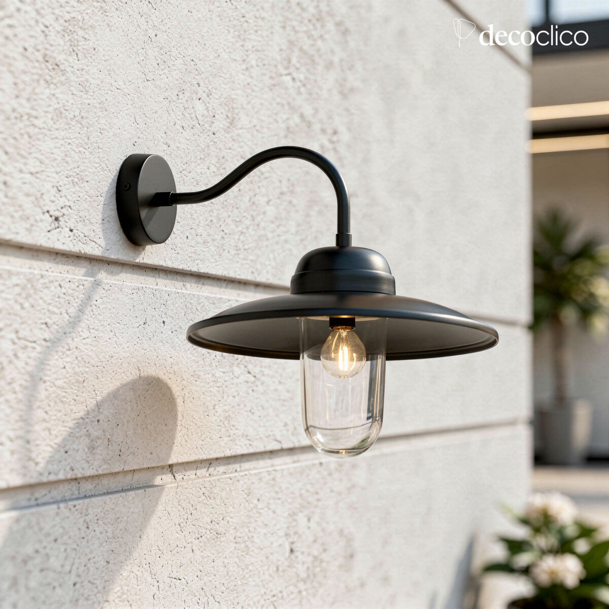 Zwarte metalen zwanenhals buitenwandlamp Duck