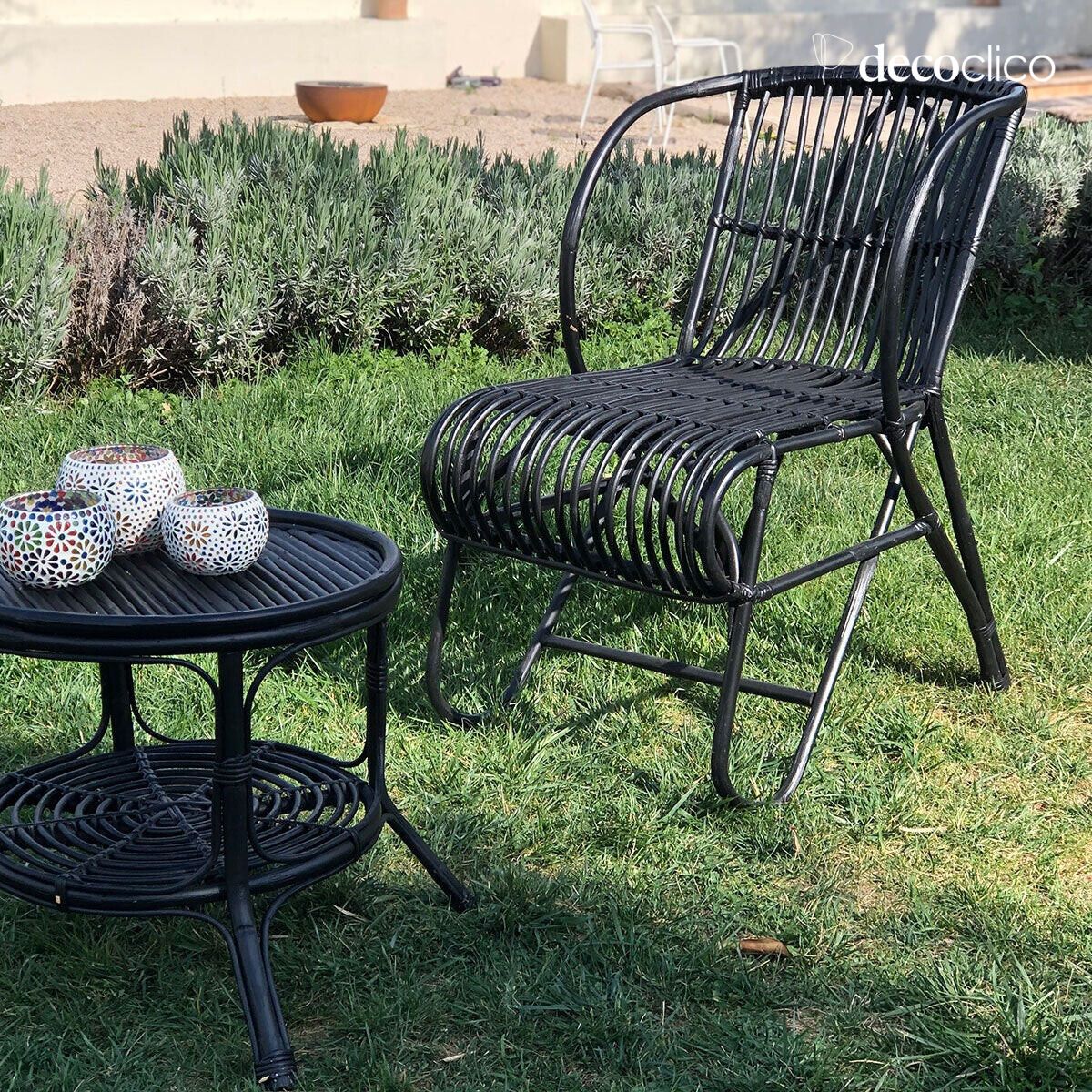 Zwarte rotan fauteuil