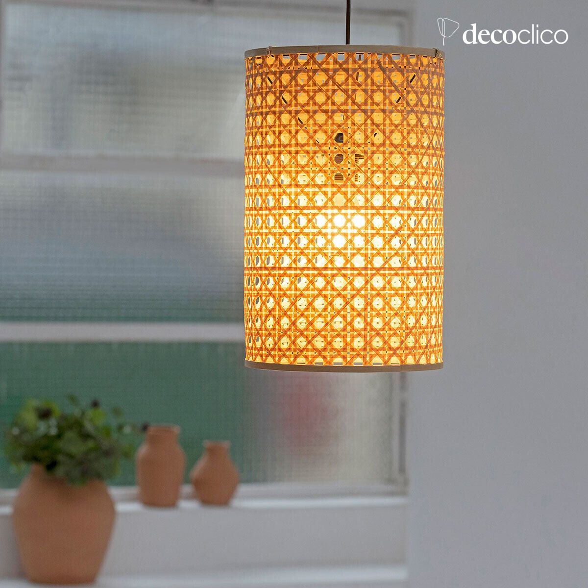 Zylindrische Aufhängung aus natürlichem Bambus (nicht elektrifiziert), handgefertigt